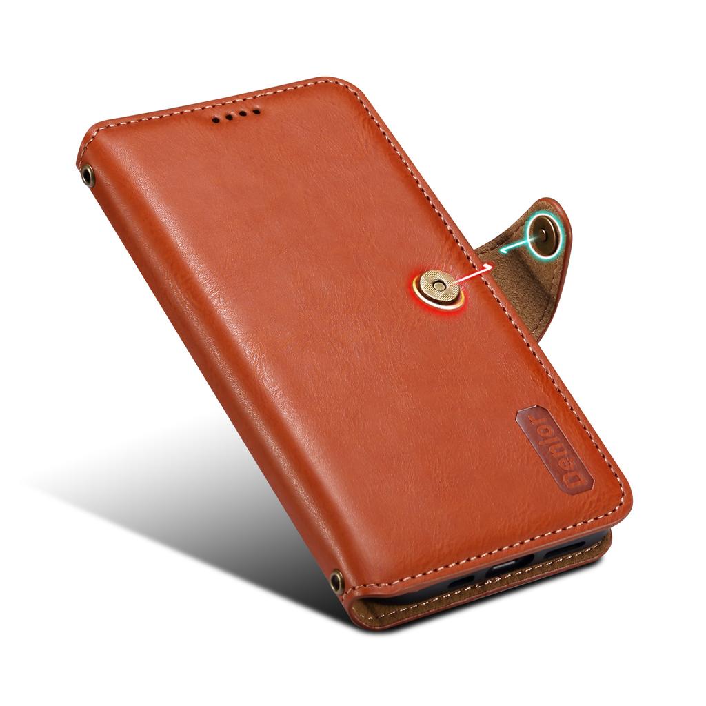 DENIOR For Google Pixel 8a Protective Case Cowhide Texture Leather Phone Cover