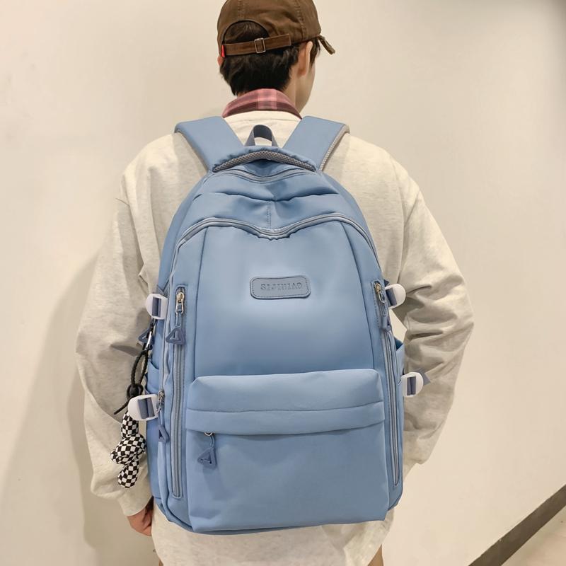 Backpack Female Junior Senior High School Student Schoolbag Solid Color Large Capacity Backpack