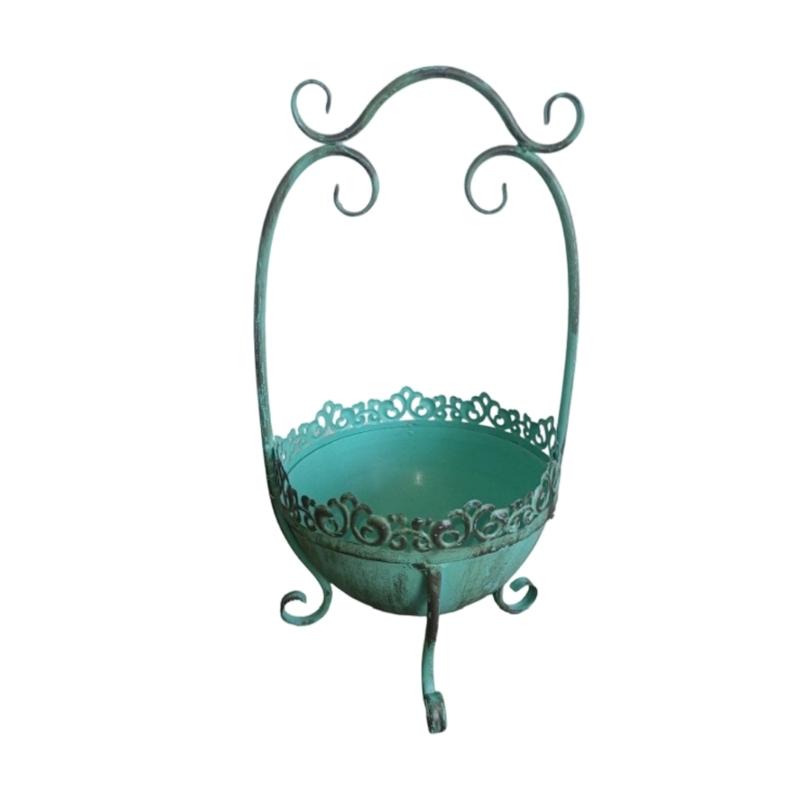 Unique Weathered Metal Flower Pot Container Balcony Vase With Artistic Lace Trim Suitable For Indoor And Outdoor bushes