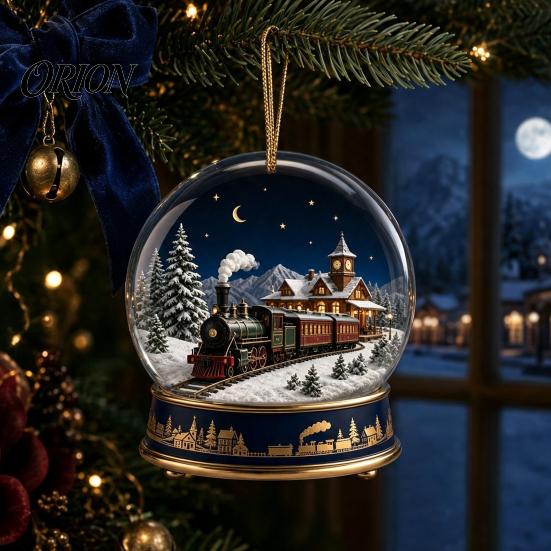 Festive Party Hanging Ornaments Christmas Crystal Ball Style Pendant with Rope, 2D Flat Acrylic Holiday Decorations Ornament for Tree Decoration