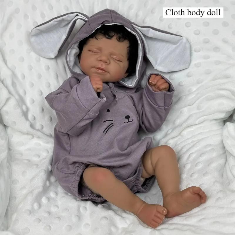 

48 см Реалистичная Спящая Кукла Реборн Тканевое Тело Полное Силиконовое Тело Можно Выбрать Милая Кукла Новорожденного Реалистичная Черная Кожа Куклы Реборн для Детей Игрушка-Компаньон cloth body