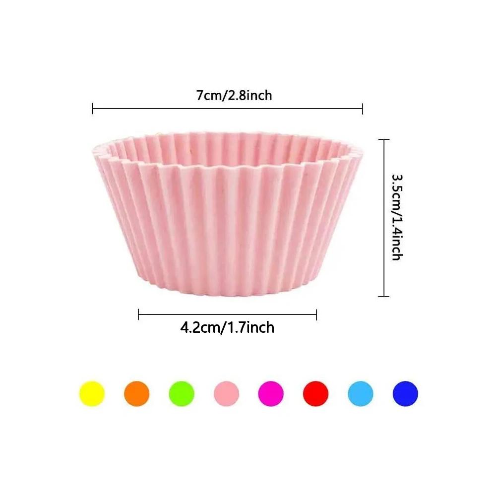 6-30pcs Reusable Silicone Cupcake Molds, Non-Stick Round Baking Cups 7x4.2x3.5cm for Easy DIY Desserts, Kitchen Gift Set