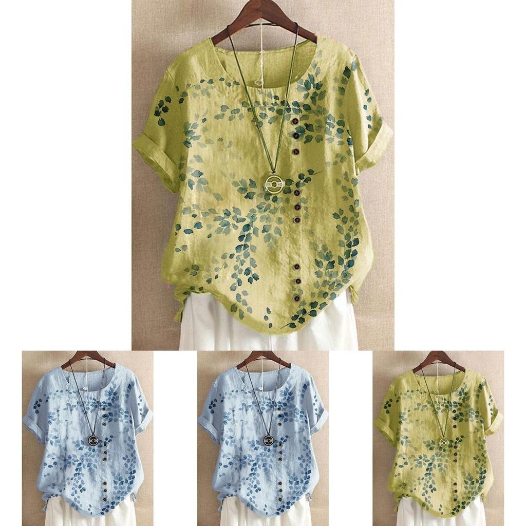 Elegant Cotton Linen Floral Blouse For Women Ideal For Holiday And Travel