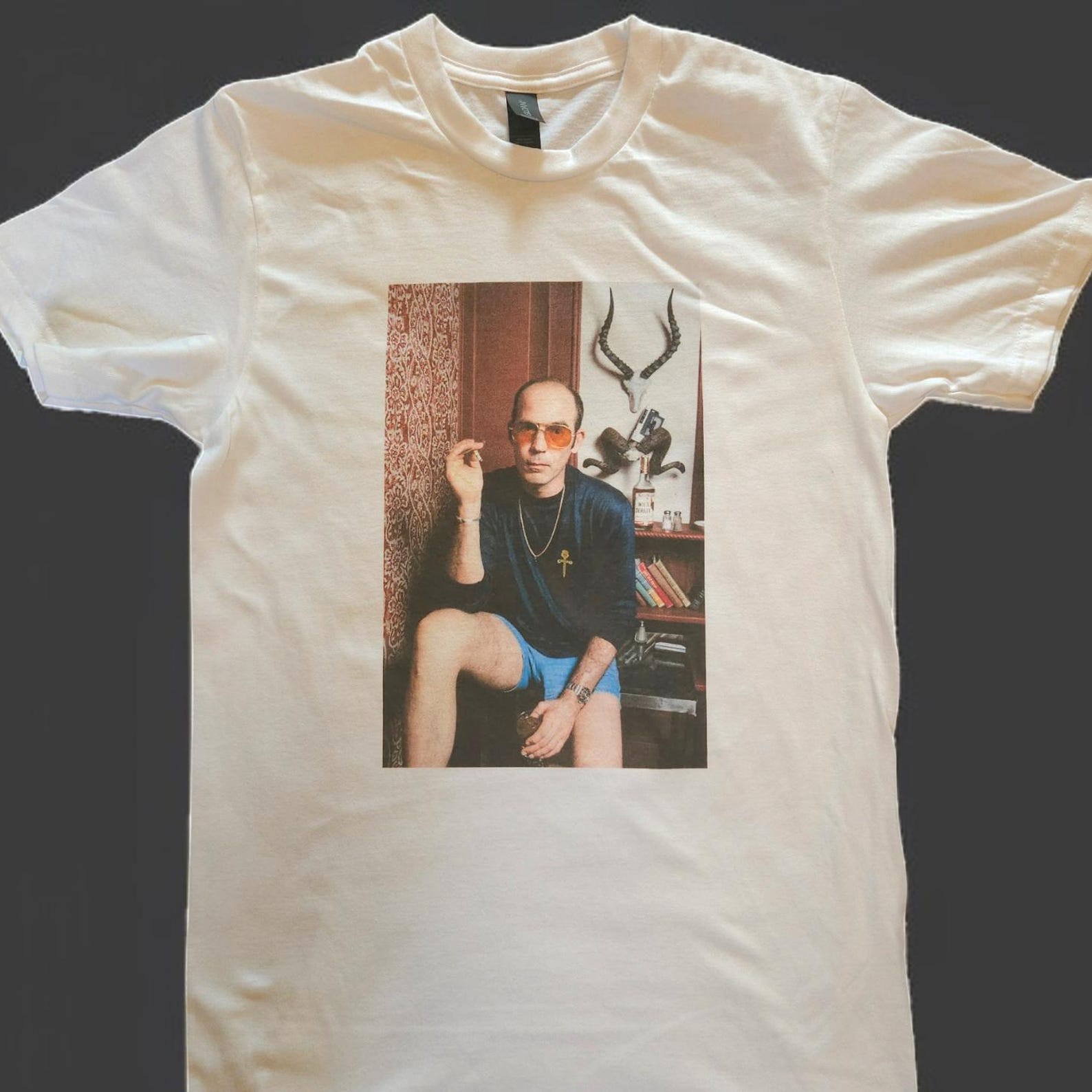 Hunter S. Thompson Fear and Loathing White T-Shirt sizes available S-3XL S