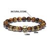 Gothic Skull Bracelet For Men 8mm Smooth Tiger Eyes Stone Strand Braslet Accessories Hombre Gifts For Him Vintage Jewelry Joias