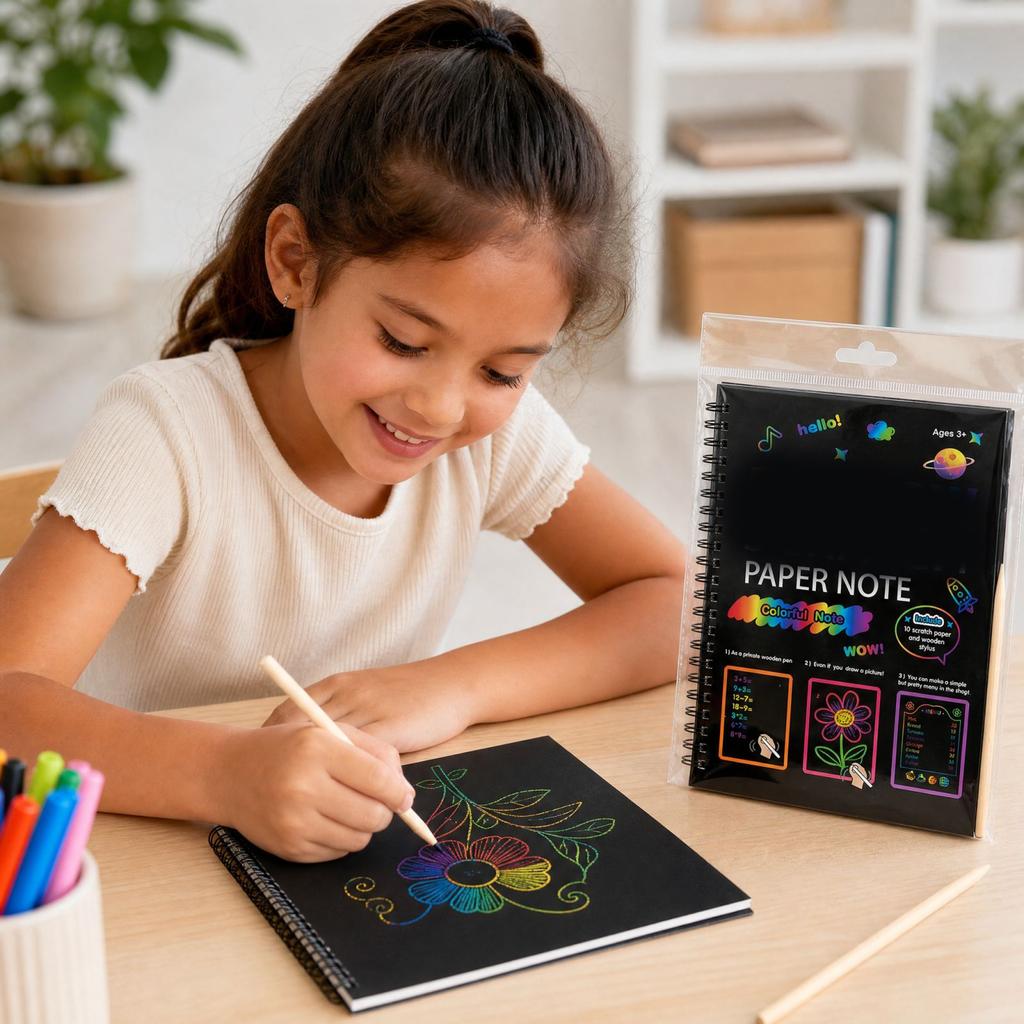 Children's Pad with Colorful Doodle Drawing, Creative Supplies, 1926cm