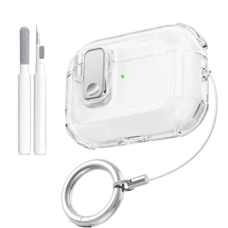 for AirPods Pro 3 Case Cover with Cleaning Kit Secure Lock Clear Case Soft TPU Protective Cover For AirPods Pro 3 with Keychain