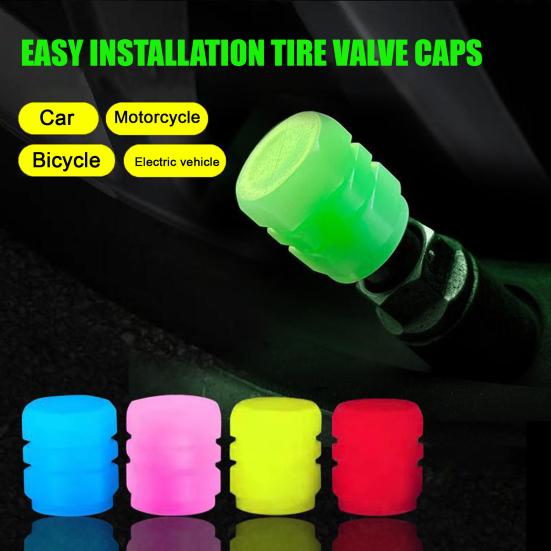 12Pcs Glowing Tire Valve Caps Set Fluorescent Air Caps Cover Enhanced Visibility Illuminated Valve Stem Caps for Cars Trucks SUV