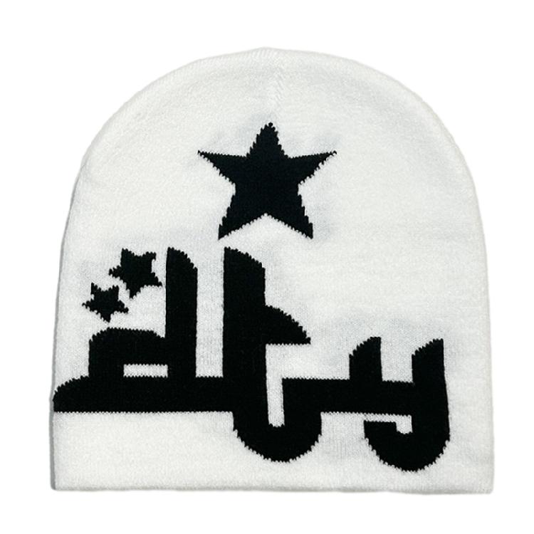 Women Knit Beanie Hats Warm Ear Protector Hat Teens Jacquard Star Handmade Hat