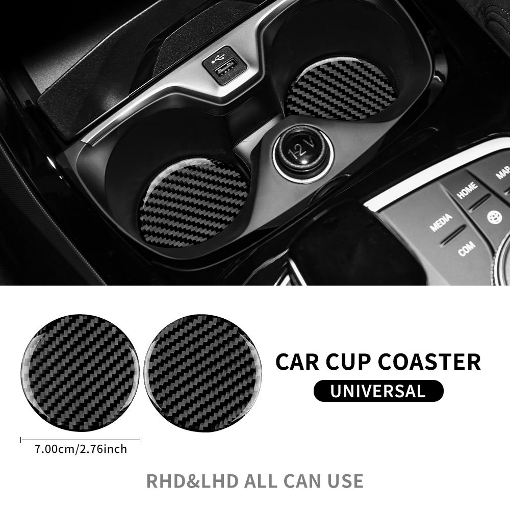 Real Soft Carbon Fiber Sticker For Fiat 500 Abarth 595 Water Cup Mat For Renault Foor Dodge SRT RAM DEMON For Jaguar Universal