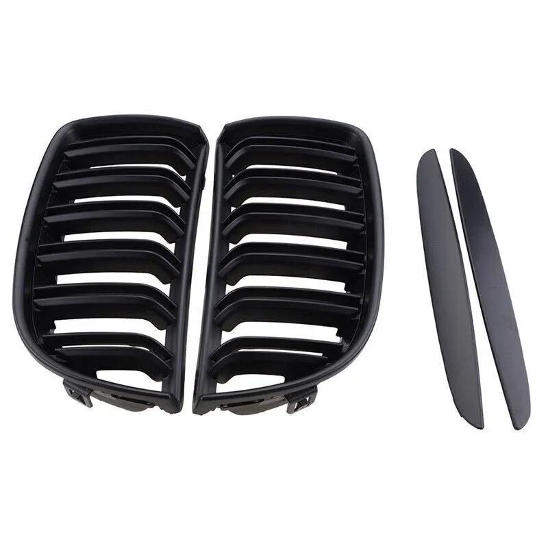 

For BMW 3 Series E90 E91 2005-2008 Car Styling Double Line Grille Kidney ABS Front Hood Racing Grill Black Silver Accessories матовий чорний колір