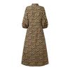 VONDA Vintage Women Puff Sleeve Leopard Print Buttons Up Long Pleated Dress