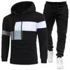 2024 Men's 3-Piece Fleece-Lined Patchwork Hoodie Sportswear Set