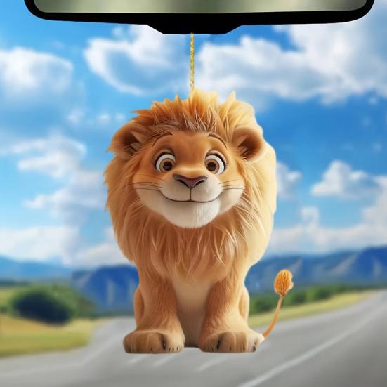 Automobile Pendant Lion Shape Decorative Ornament Vibrant Color Universal Fit Acrylic Figure Car Interior