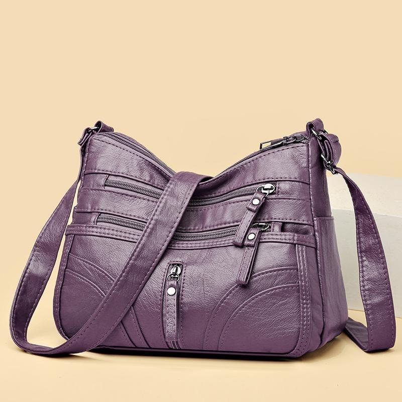 Dámská taška s více kapsami Velkokapacitní Pu Malá Čtvercová taška Crossbody Taška Taška přes rameno pro matku středního věku