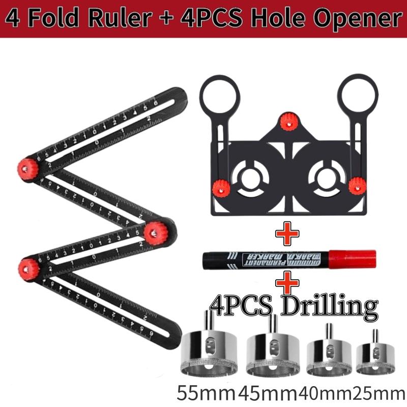 

16 Side Multi Angle Measuring Ruler with Opening Locator Angle Finder Tool Ceramic Tile Hole Punch Locator Measuring Ruler оранжевый