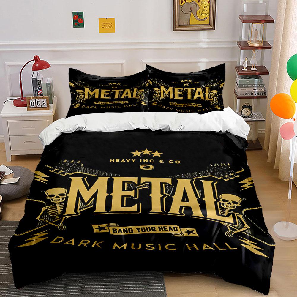 Skulls, skeletons, guitars, text. Bedding sets Duvet cover sets Duvet covers Pillowcases(1* Duvet Cover 2* Pillowcases without duvet insert)