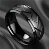 Fashion Heartbeat Stainless Steel Rings for Men With Blue Carbon Fiber Inlay Ring Wedding Jewelry Christmas Gift Accessories