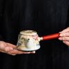 Dunhuang Ru Kiln Ceramic Gongfu Tea Set with Anti-scald Side Handle Pot