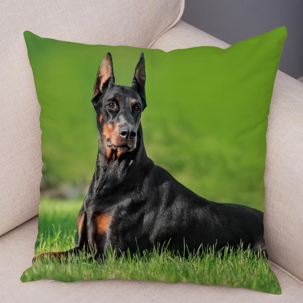 Doberman Pinscher Cushion Cover Both Sided Print Decor Pet Dog Animal Pillow Case for Car Sofa Home Soft Plush Throw Pillowcase