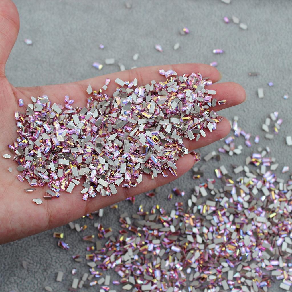 Yiwu Nail Art Diamond Mixed Mini Small Nail Art Flat Bottom Special-Shaped Diamond Mixed K9 Champagne Nail Art Jewelry