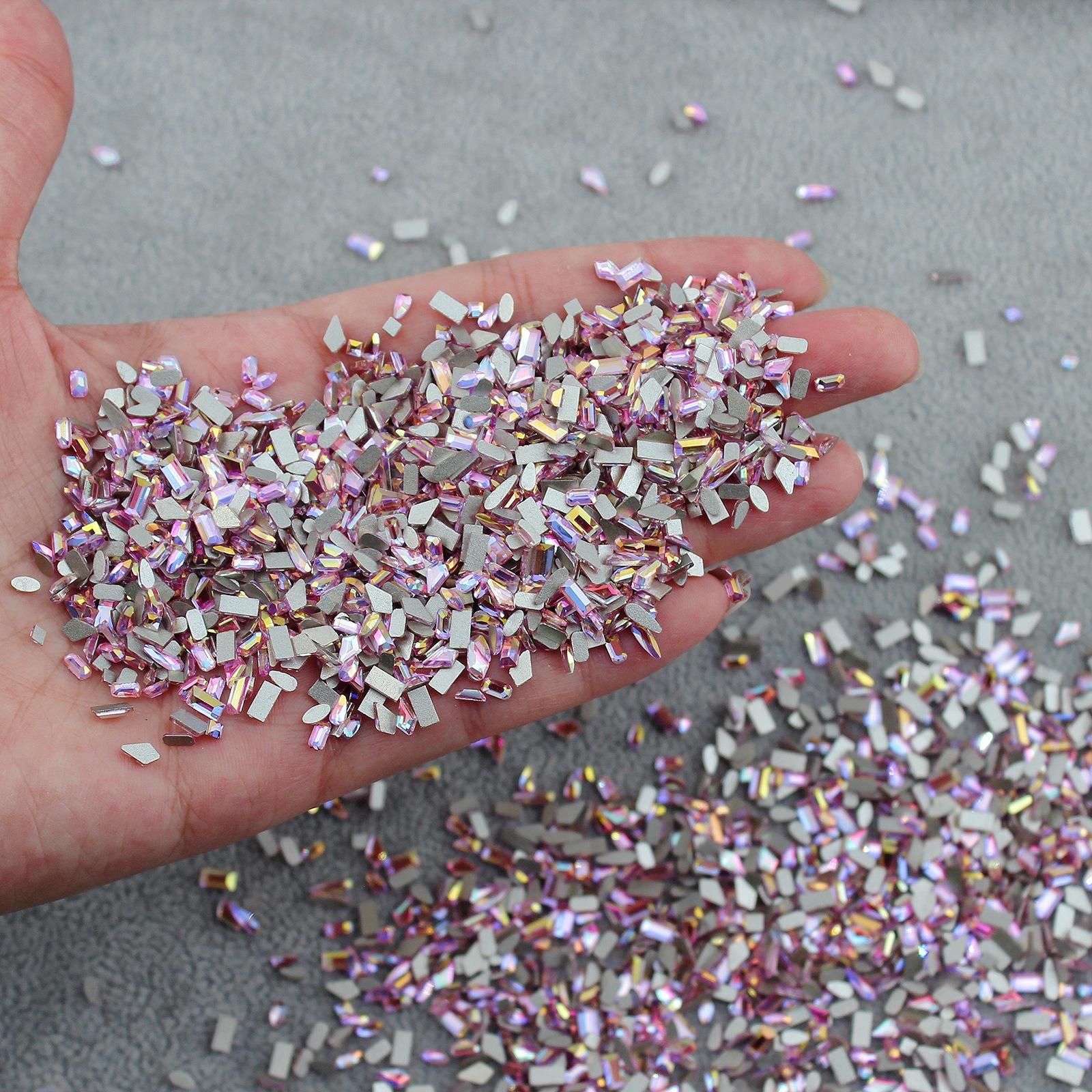 

Yiwu Nail Art Diamond Mixed Mini Small Nail Art Flat Bottom Special-Shaped Diamond Mixed K9 Champagne Nail Art Jewelry 100pcs/bag