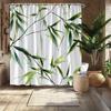 Bamboo Shower Curtain, Lush Green Leaves Design, Fade-Resistant Polyester, Machine Washable, Nature-Inspired Bath Decor