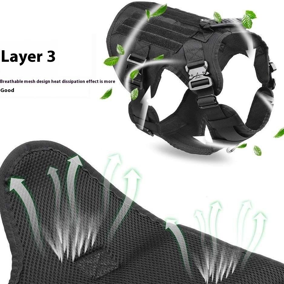 Vestă tactică pentru câini - Ham de piept din nailon durabil pentru câini de talie mare, vestă de dresaj reglabilă și protecție pentru exterior
