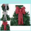 Large Christmas Bow Holiday Decoration Red Plaid Bow For Festive Tree Ornament
