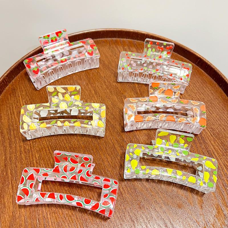 Transparent Square Print Shark Hair Clip for Women - Updo Accessory