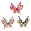 Versatile Double Wing Rhinestones Butterfly Lapel Pin Stainless Alloy Brooch Charm For Dresses Coats And Blouses