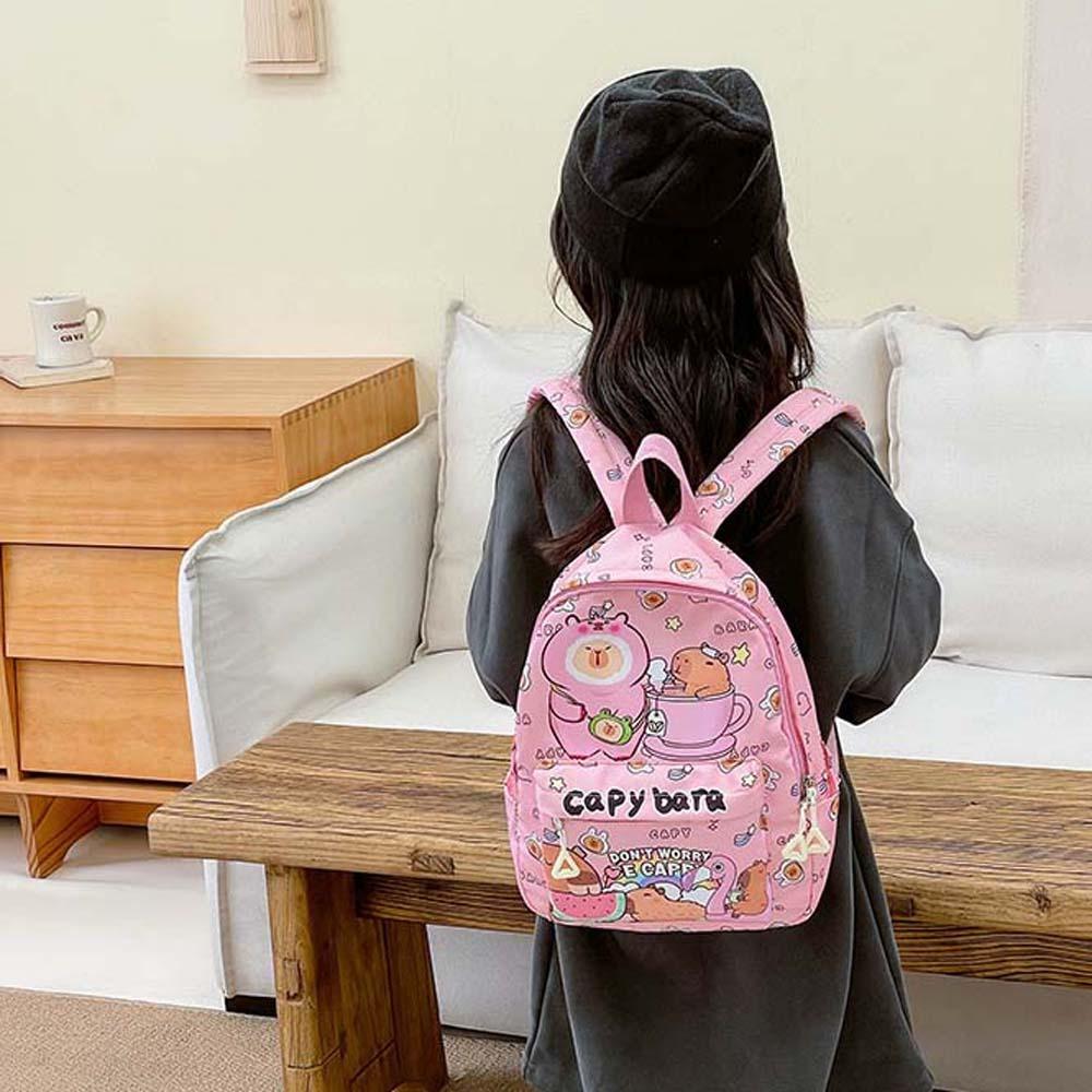 Thickened Capybara Backpack Nylon Large Capacity School Bag Cute Cartoon Animal Daypack Students