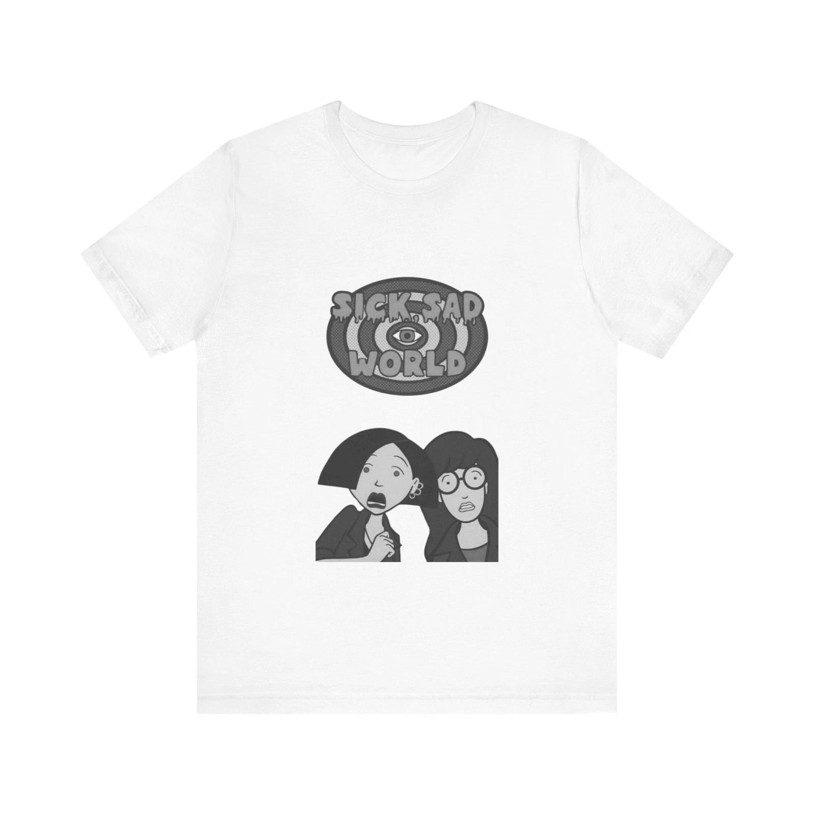 Black and White Sick Sad World Tee, Unisex T-shirt, Graphic Tee, Edgy Tee L