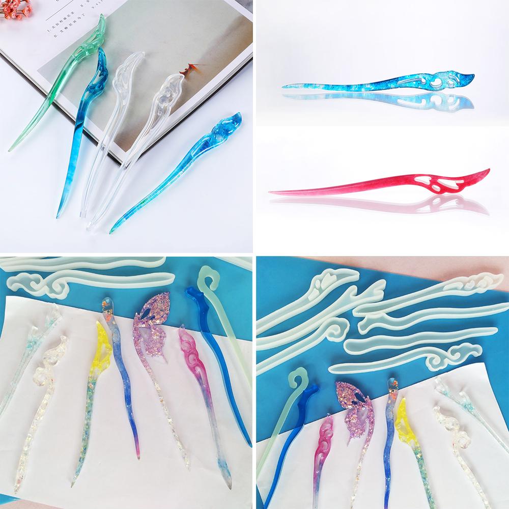 1Pcs Hairpin Silicone Mold Classical Hair Pin Epoxy Resin Molds for DIY Craft Resin Hair Stick Jewelry Making Accessories Tool