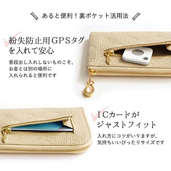 Brave Himeji Leather Mini Wallet with L-Shaped Zipper, Made in Japan, Polka Dot Design, Elegant and Stylish, with Exterior Pocket, Slim Design, Easy