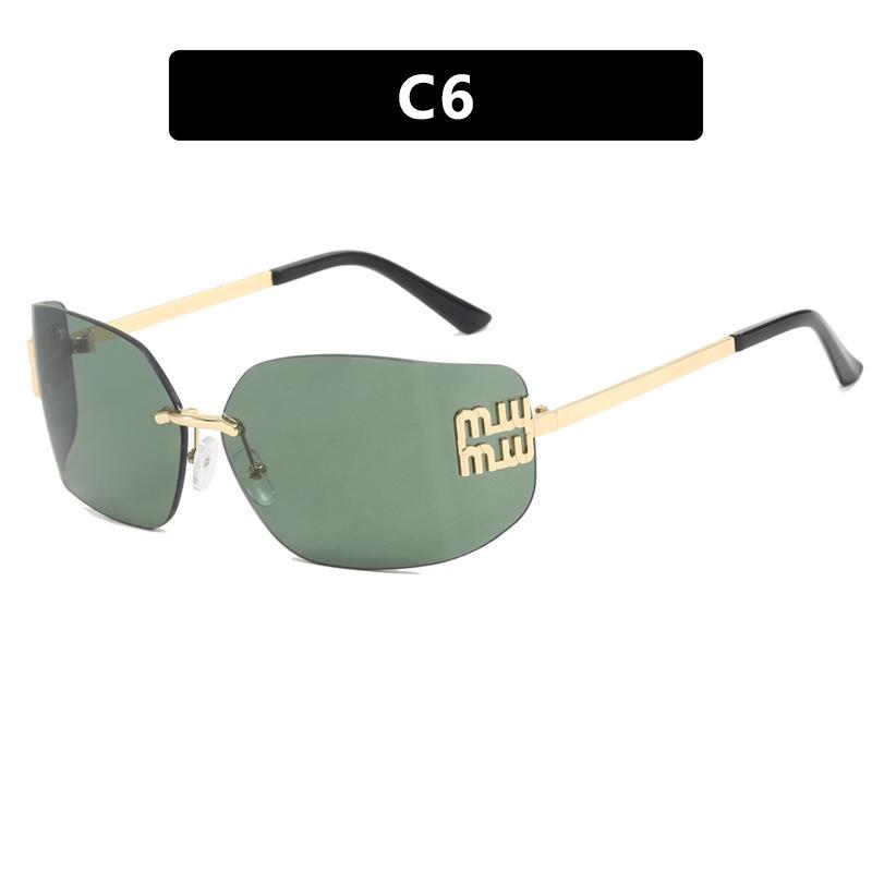 Lunettes de soleil KAMMPT Rétro sans monture Luxe Métal Femme Haute Qualité Décoration Lunettes de Soleil pour Voyage Randonnée