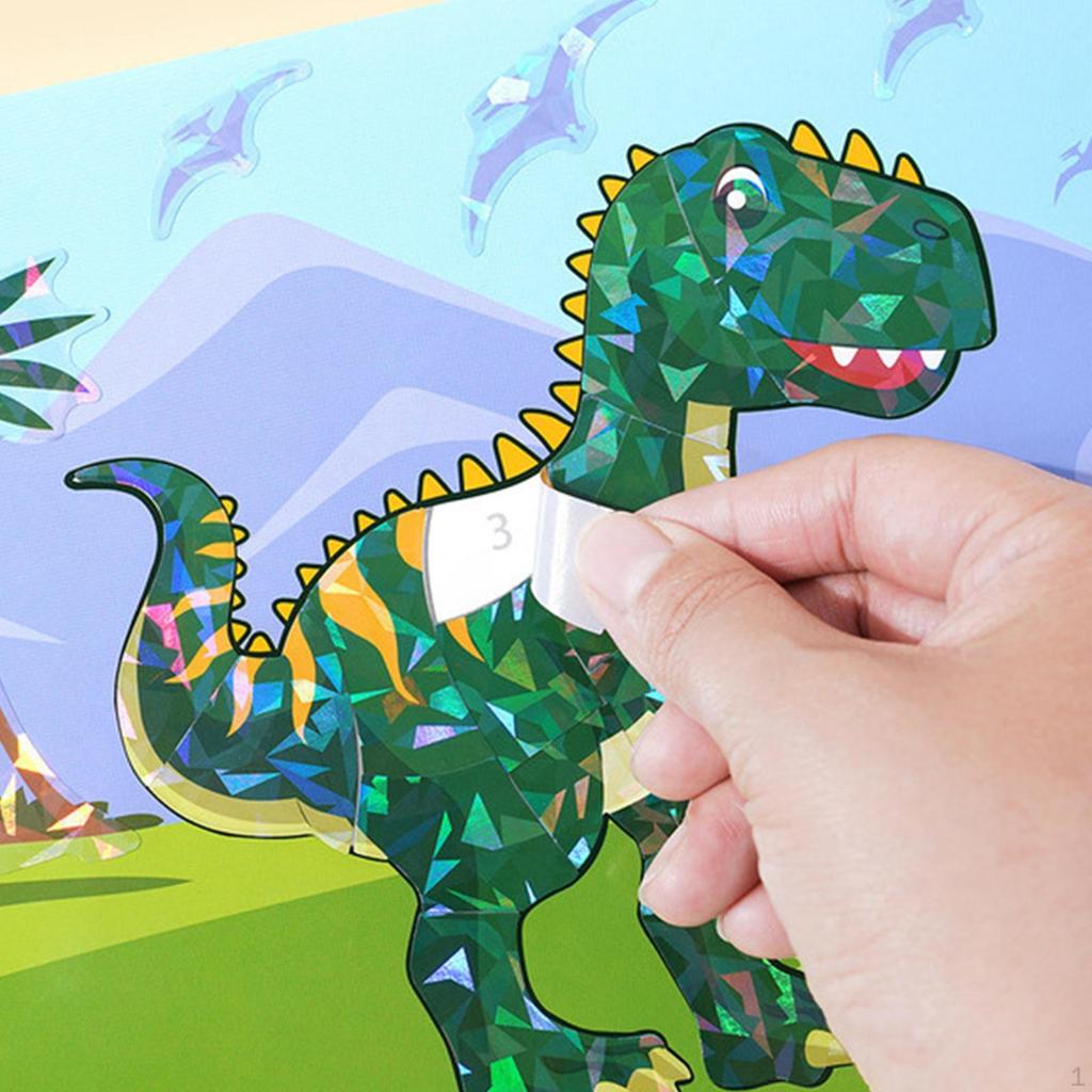 Sticker Book for Kids Early Education Portable Painting Coloring Dinosaur Learning