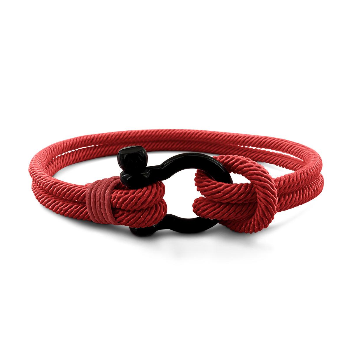 

Fashion Bracelet Men s Braided Bracelet Lock Stainless Steel Couple Red Rope Hand Rope Student Jewelry червоний