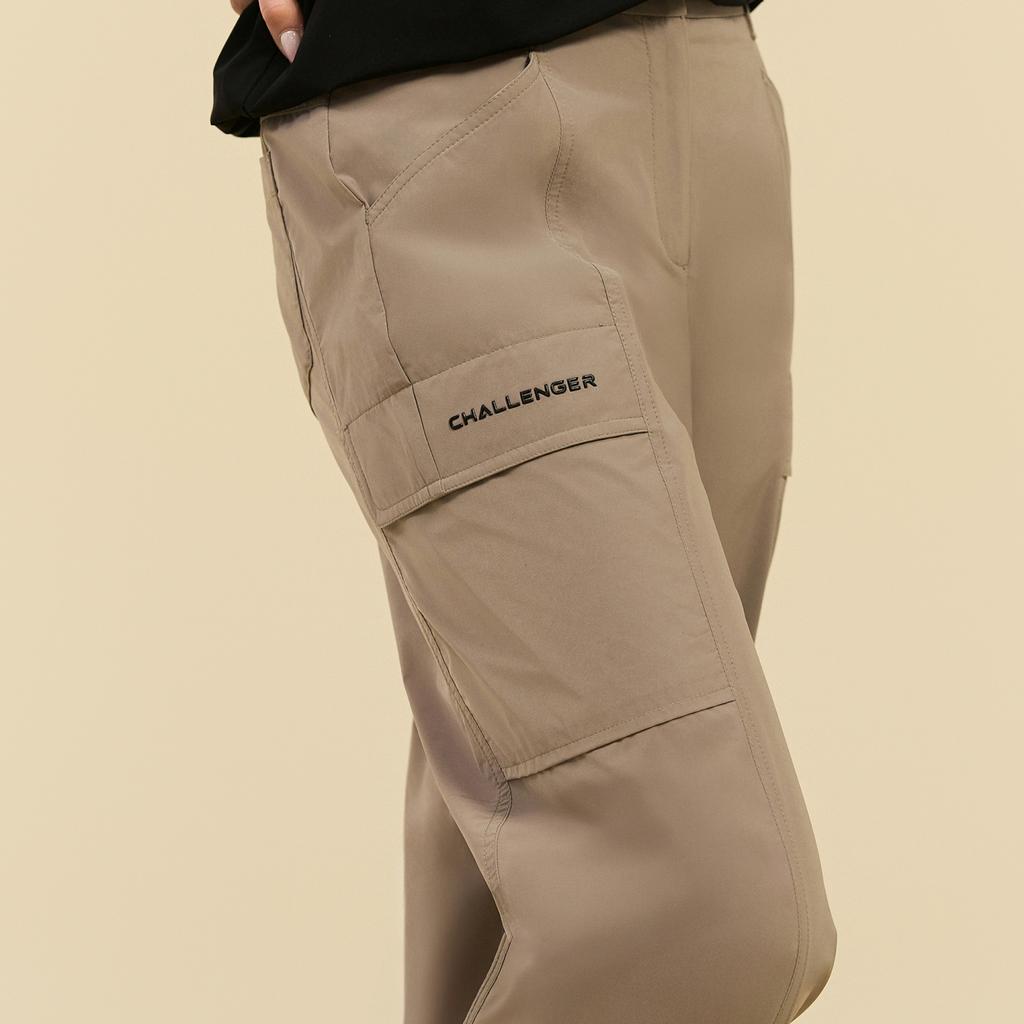 CHALLENGER Women'S Cut-Line Tapered Modified Pocket Cargo Pants Beige
