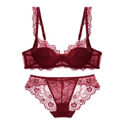 French Sexy Plus Size Women's Lace Lingerie Set - Breathable Cotton Bra