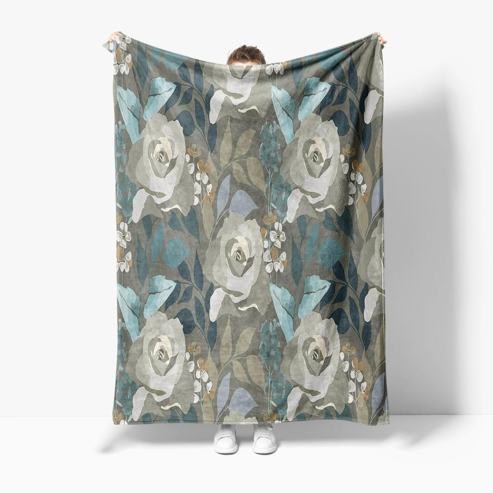 Floral Watercolor Rose Print Fleece Blanket Soft Cozy Throw Blanket for Women Girls Gift 75x100cm