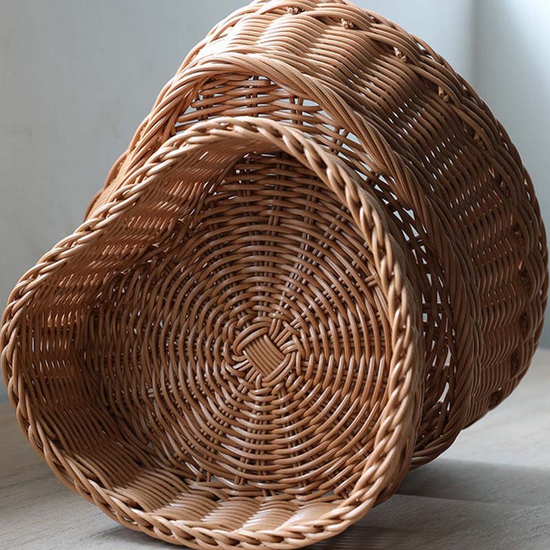 Imitation Rattan Desktop Fruit Plate Snack Candy Basket Festive Dried Fruit Melon Seed Plate Heart-shaped Living Room Storage Basket Vegetable Plate