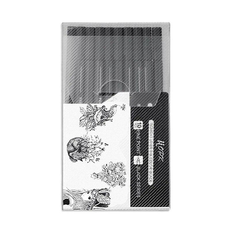 

10Pcs/set Moisture-Proof Ink Black Micron Neelde Drawing Pen Pigment Fine Line Sketch Markers Pen for Hand-Paint Anime Art Suppl Practical Use
