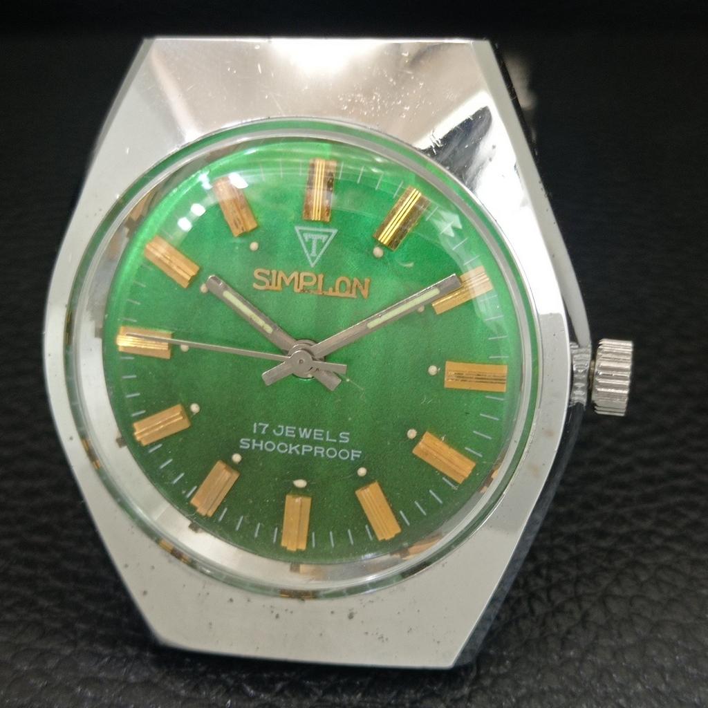 VINTAGE SIMPLON HAND-WINDING SWISS MENS REFURBISHED GREEN DIAL WATCH A704625-1