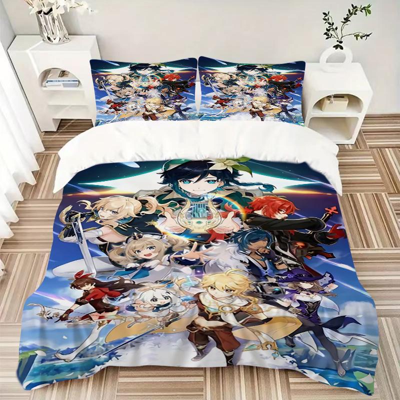 3pcs Anime Cartoon Design Comforter Set with One Quilt Cover and Two Pillowcases (No Core) - Home Decor, Festival Gift, Polyester Fabric, Suitable for