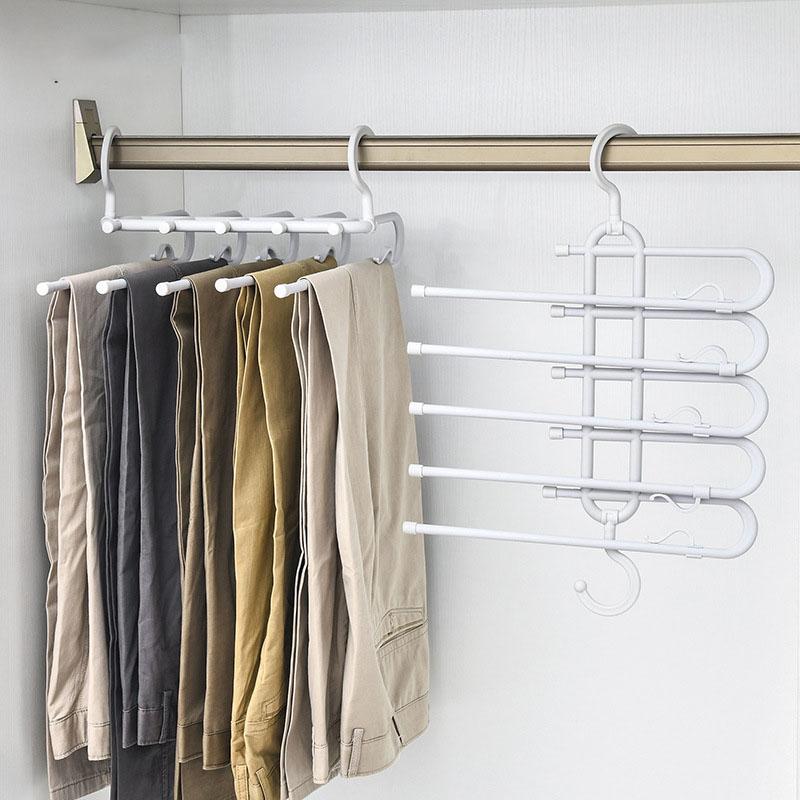Folding magic 5-layer stainless steel trouser clip saves space and retractable multi-layer hanger for hanging trousers and scarv