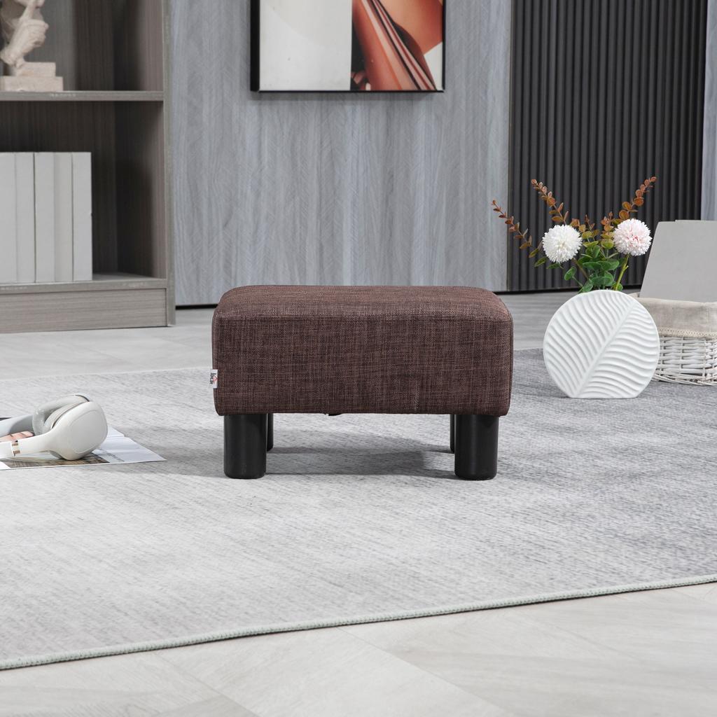 Hocker mit Stoffbezug in Leinenoptik, bis 110 kg, Braun, 40 x 30 x 24 cm