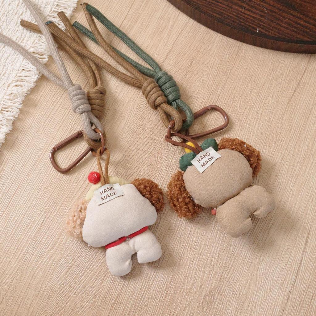 Cartoon Plush Puppy Pendant Handmade Keychain Charm