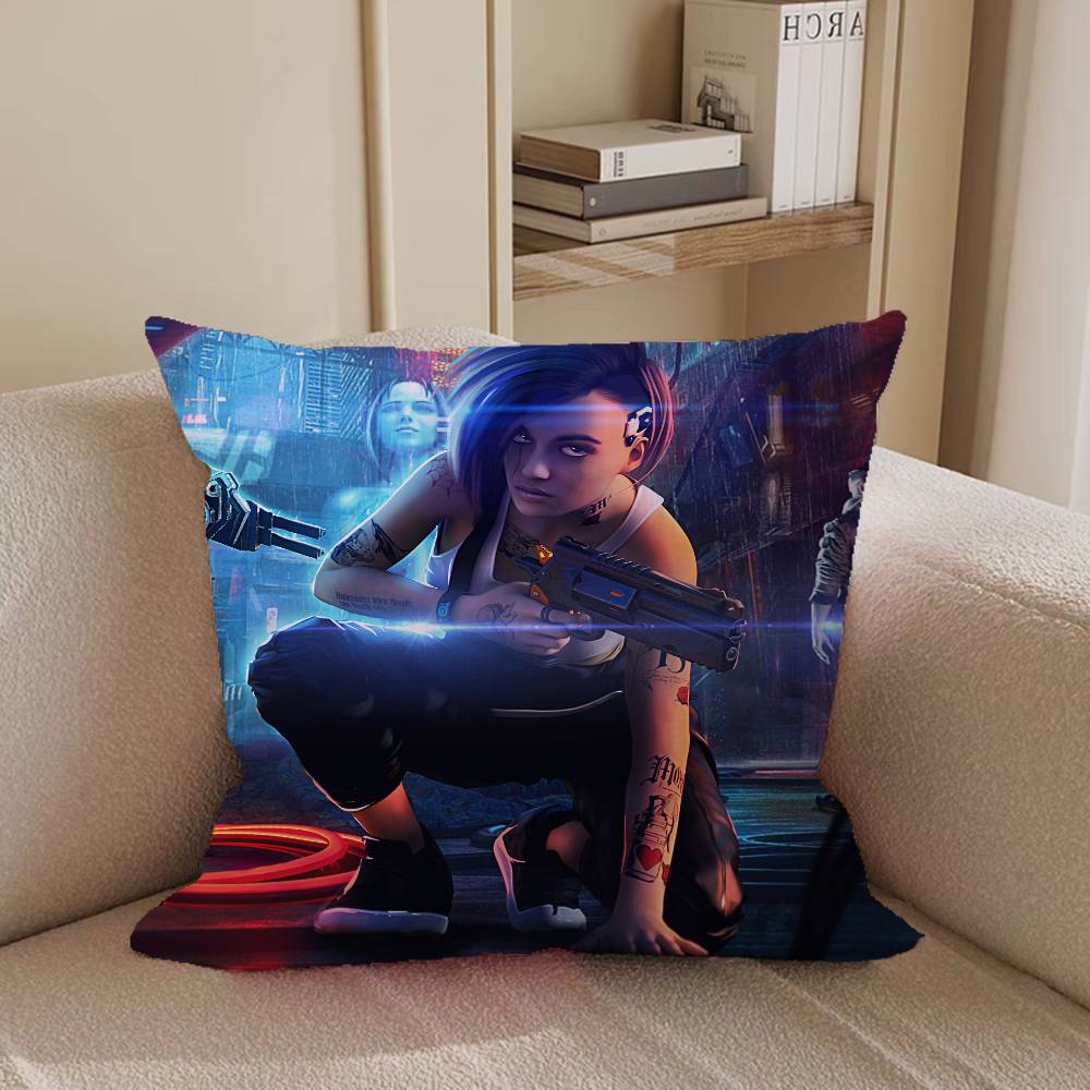 Game Cyberpunk 2077 Maple Design Cushion Cover Happy Autumn Harvest Decor Holiday Decorati Pillow Cover