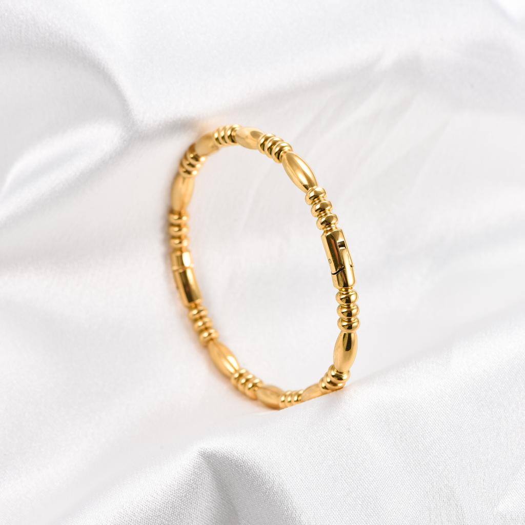 Chic Stainless Steel Bamboo Bangle for Women Openable Cuff Ring Bracelet Wristband Metal Jewelry Accessories Gift for Her